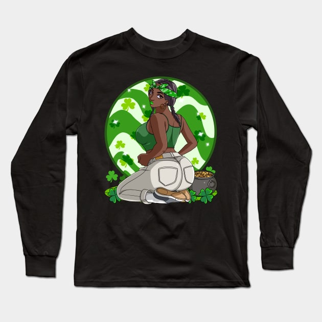 African American Leprechaun St. Patricks Day Long Sleeve T-Shirt by Noseking